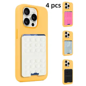 Suction Phone Card Holder,Suction Cup Phone Card Holder,Phone Card Holder,Hands-Free, Suction Grip for iPhone and Android,Card Holder for Phone (4Color 1Each)