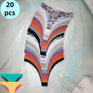 Pack of 20 - Mixed Color Series Comfortable and Seamless Women's Underwear, breathable, sexy, smooth, soft, women's bikini briefs suitable for yoga and fitness.
