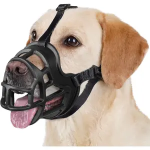 BARKLESS Dog Muzzle to Prevent Biting, Scavenging, Basket Muzzle for Large Medium Small Sized Dogs, Soft & Lightweight & Sturdy Mouth Cover with Removable Collar Loop for Training, Walking