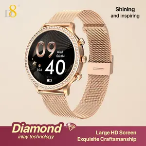 D8 Smart watch (Answer/Make Call), circular dial 1.32" Smartwatch For Women Women, waterproofing, The Bezel Is Embellished With Brilliant Diamonds,100+ Sport Modes Fitness Activity Tracker, Pedometer, Smart Watches For Android IOS