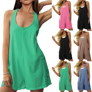 2026 Sleeveless Romper for Women Casual U-Neck Pocket Romper Short Jumpsuit with Side Pockets Summer Outfit # Romper # ShortJumpsuit # Sleeveless # WithPockets # SummerOutfit # CasualWear # Outfit of the Day # WomensFashion # PocketRomper