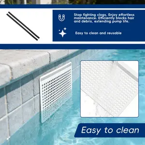 Pool Leaf Skimmer Protector Kit, Anti-Rust Mesh Cover with Elastic Rope and Extendable Rod, Suitable for Indoor and Outdoor Pools, Easy Assembly