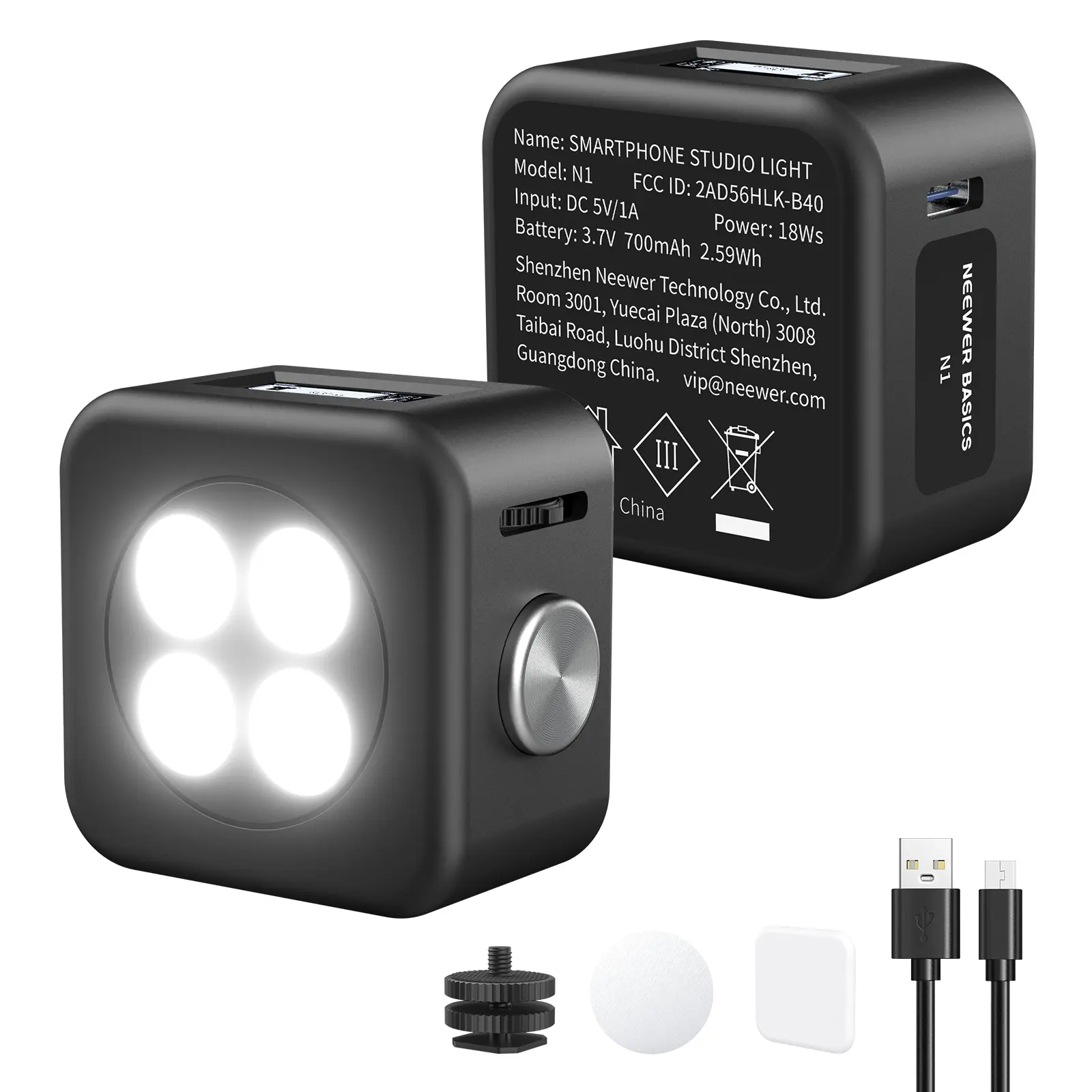 NEEWER N1 Magnetic Phone Flash Light, 2-in-1 LED Fill Light & Wireless Camera Remote, 18Ws Pocket Photography Flash with 10 Brightness Levels for iPhone Android TikTok Selfie Video