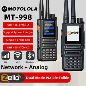 MT-998 VHF/UHF dual-mode walkie talkie 4G Zello Android walkie talkie Type-C portable charging support WiFi Bluetooth suitable for outdoor fleet scheduling, outdoor adventure fishing essential equipment