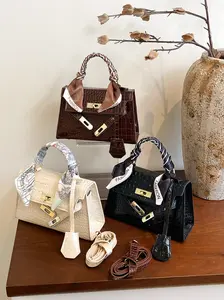 Women's PU Material Crossbody Shoulder Handbag, Crocodile Pattern Elegant Design, All-Seasons Fashion Accessory for Daily Use, Lightweight Crossbody Bag