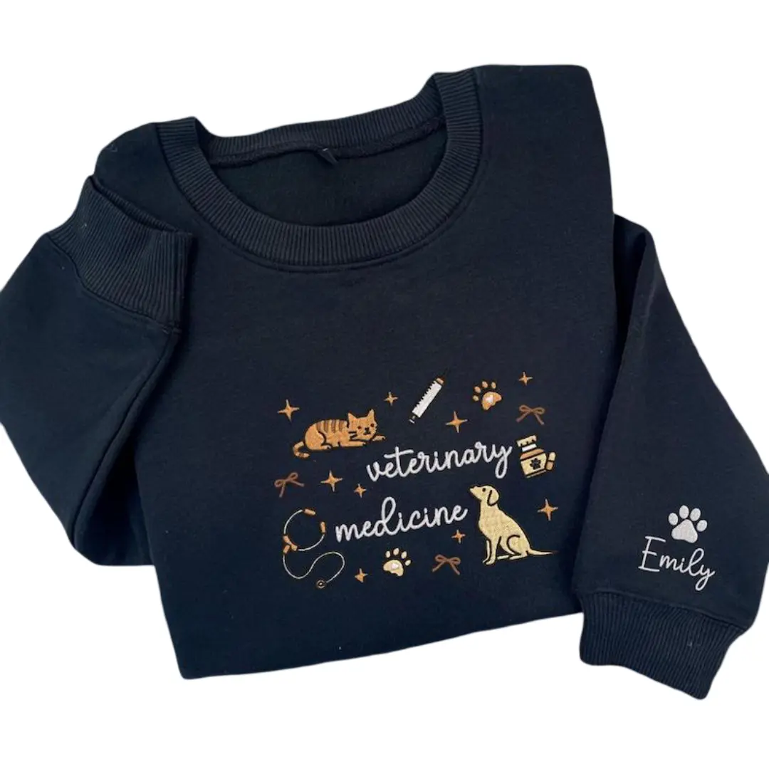 (Ship from US)Embroidered Veterinary Medicine Sweater, Vet Tech Gift, Veterinarian Icons Sweatshirt, Veterinary Nurse , Vet St, Gift For Her