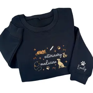 (Ship from US)Embroidered Veterinary Medicine Sweater, Vet Tech Gift, Veterinarian Icons Sweatshirt, Veterinary Nurse , Vet St, Gift For Her