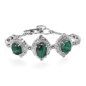 Malachite 29.35 ctw Bracelet in Stainless Steel 7.00 In