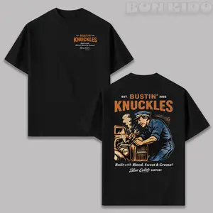 Bustin' Knuckles 2.0 Tee Vintage Mechanic Graphic Shirt Gift for Men and Women
