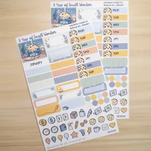 January Monthly Kit Hobonichi – January Cozy Cookie Theme | Planner Stickers | A Year of Small Wonders Collection