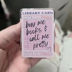 Appalachian Artisans Magnetic Collapsible Grip/Stand for Kindle, iPad, iPhone, Smartphones, Kindle Holder, Buy me Books and Call me Pretty Library Card Design