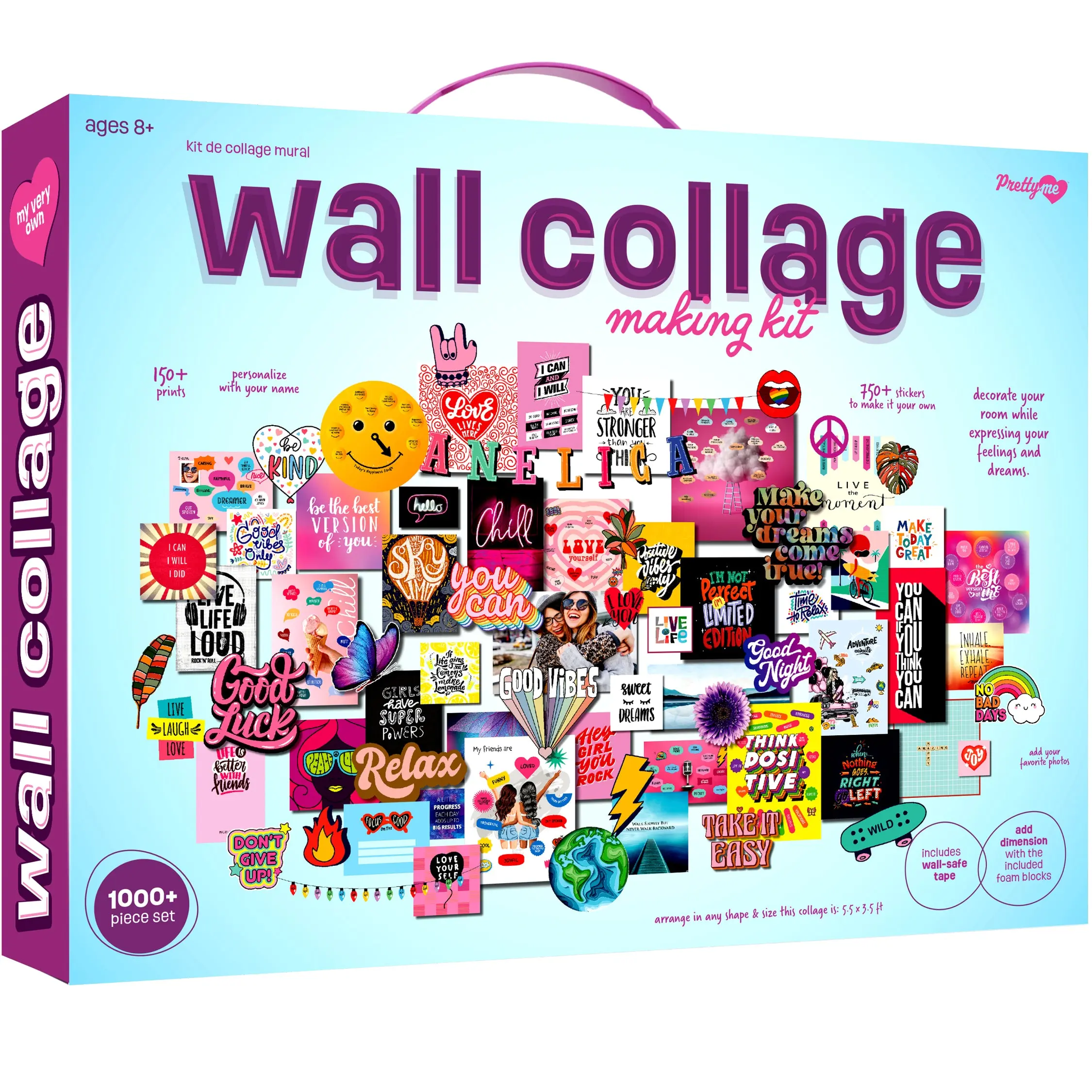 Pretty Me Wall Collage Making Kit - 1000+ Pieces Waterproof Decorative Stickers, Tape, 150+ Art Pieces, 3D Depth, Photo Layout for Room Decor & Personalization Gift
