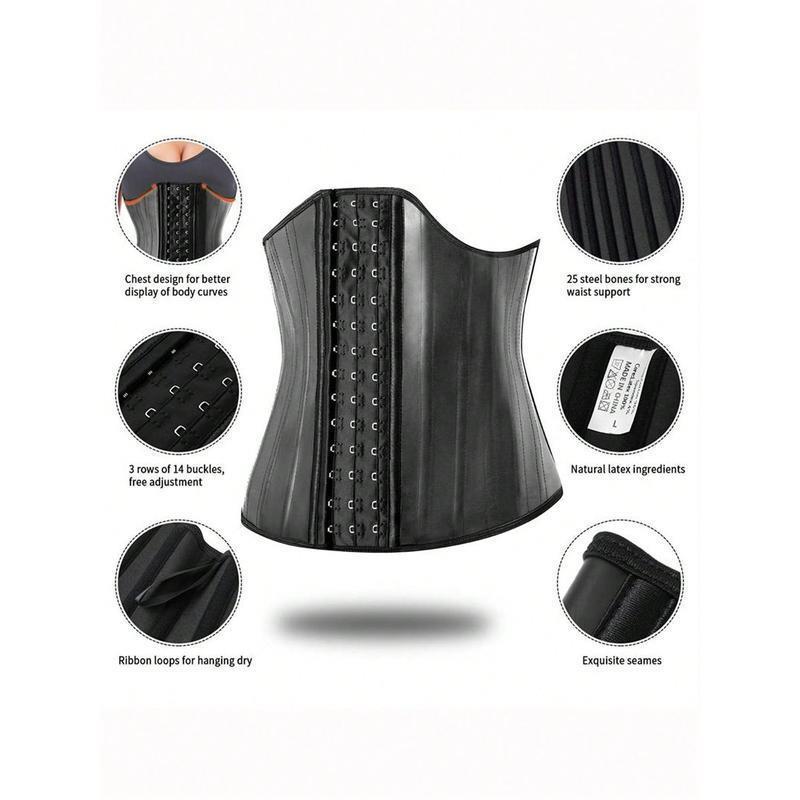 1pc Latex Curves 25 Steel Bone Waist Trainer Belt Corset Firm Control Body Shaper Cincher  Underbust Hourglass Sports Girdle Fajas Womenswear Everyday Compression holiday shape wear sale tummy solid color  top rear open bust shapewear set high stretch