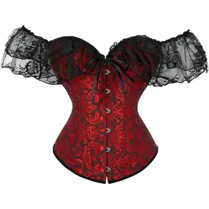 Burlesque Outfits For Women, Corset Top For Women Renaissance Steampunk Bustier Top Sexy Lace Up Corset Top Festival Pirate Halloween Costume,Burlesque Costume