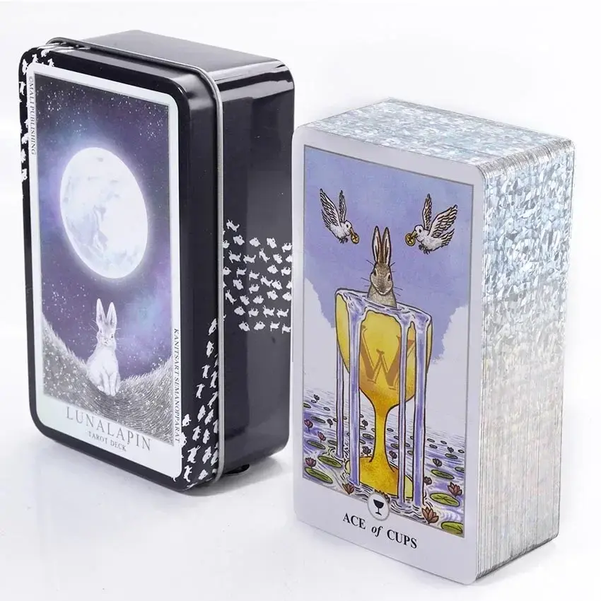 Lunalapin Rabbit Tarot Iron Box Card Game 10.3x6 cm 78pcs