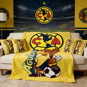 Club America Aguilas Fleece Blanket and Throw Pillow Cover without Pillow Core Set – Soft Plush Soccer Throw and Decorative Cushion Cover, Perfect Football Fan Gift