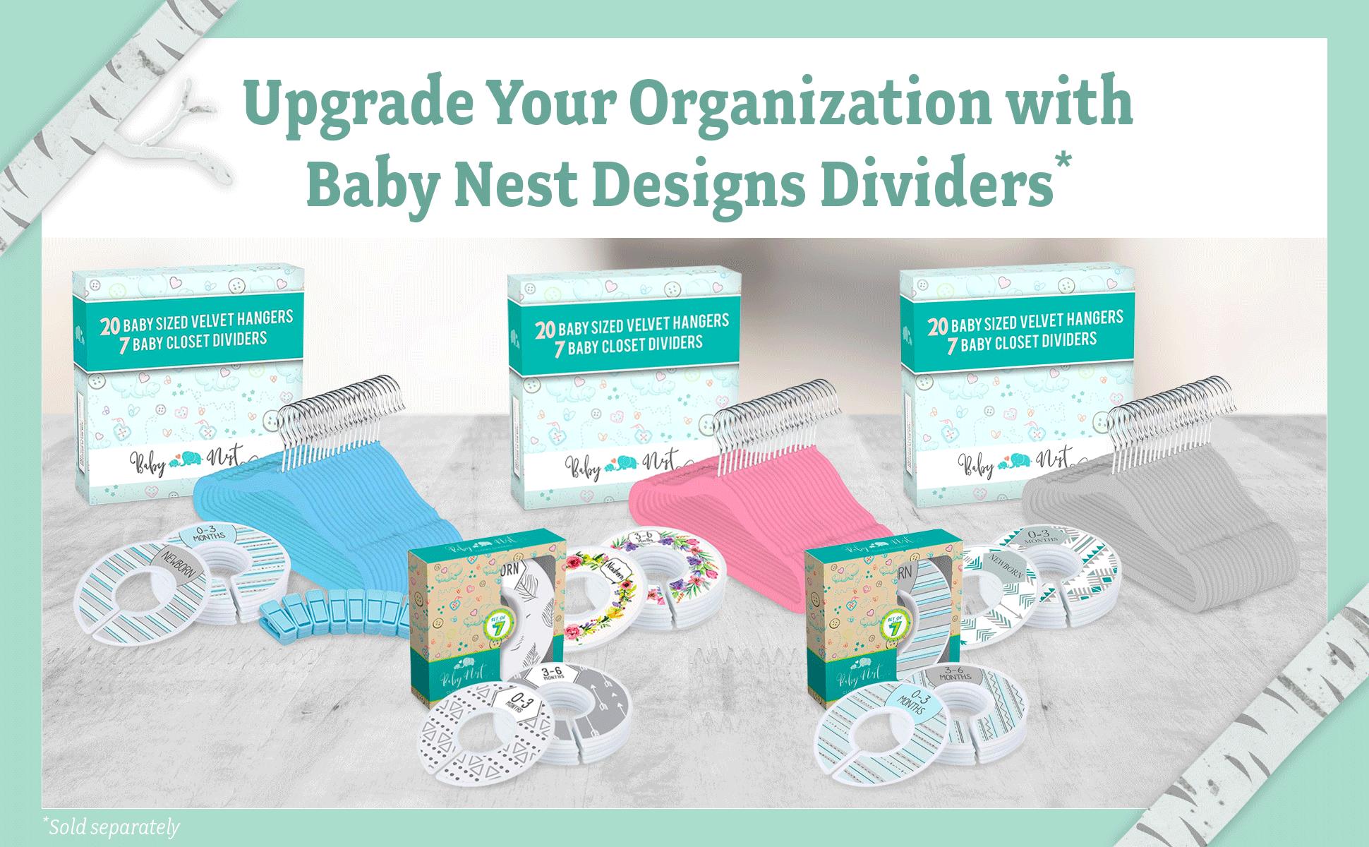 Baby Nest Designs Kids Plastic Velvet Hangers for Closet, Children Non-Slip Hangers Dividers for Nursery Closet Organizer, Grey - Pack of 15