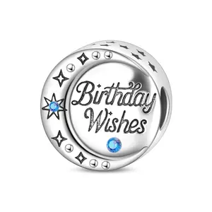 925 sterling silver birthday wish pendant beads suitable for making bracelets and birthday gifts independently