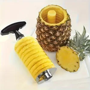 A Stainless Steel Pineapple Corer And Slicer That Is Ergonomically Designed for Comfort. This Multifunctional