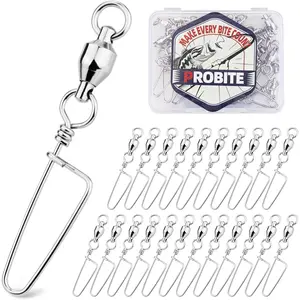 30PCS High Strength Fishing Snap Swivels – Stainless Steel Ball Bearing Barrel Swivels, Corrosion Resistant Fishing Connector Clips for Freshwater and Saltwater