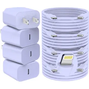 For iPhone 14 Charger Fast Charging,20W PD USB C Wall Charger 4 Pack with 6FT USB C to Lingtning Cable - Fast Charger for iPhone 14/14 Pro Max/13/13 Pro/12/12 Pro/11/11 Pro/XS, iPad