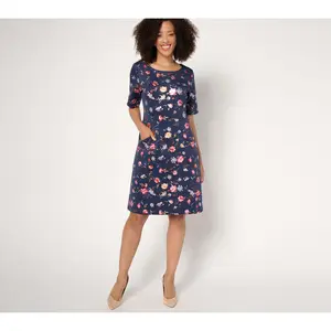 Isaac Mizrahi Live! Regular Scuba Foil Printed Shift Dress