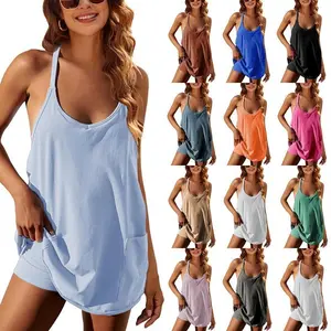 Naeduo Women's Summer Sleeveless Mini  Coco Dress Athletic Dress Spaghetti Strap Short Tennis Dress with PocketsRAIMENTRY