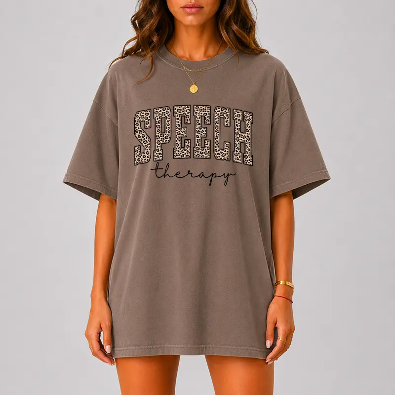 Comfort ColorsSpeech Therapy Leopard Shirt, SLP Tee for Women, Speech Language Pathologist Gift, Cute Therapist Outfit, Comfort Colors Aesthetic Oversized Top