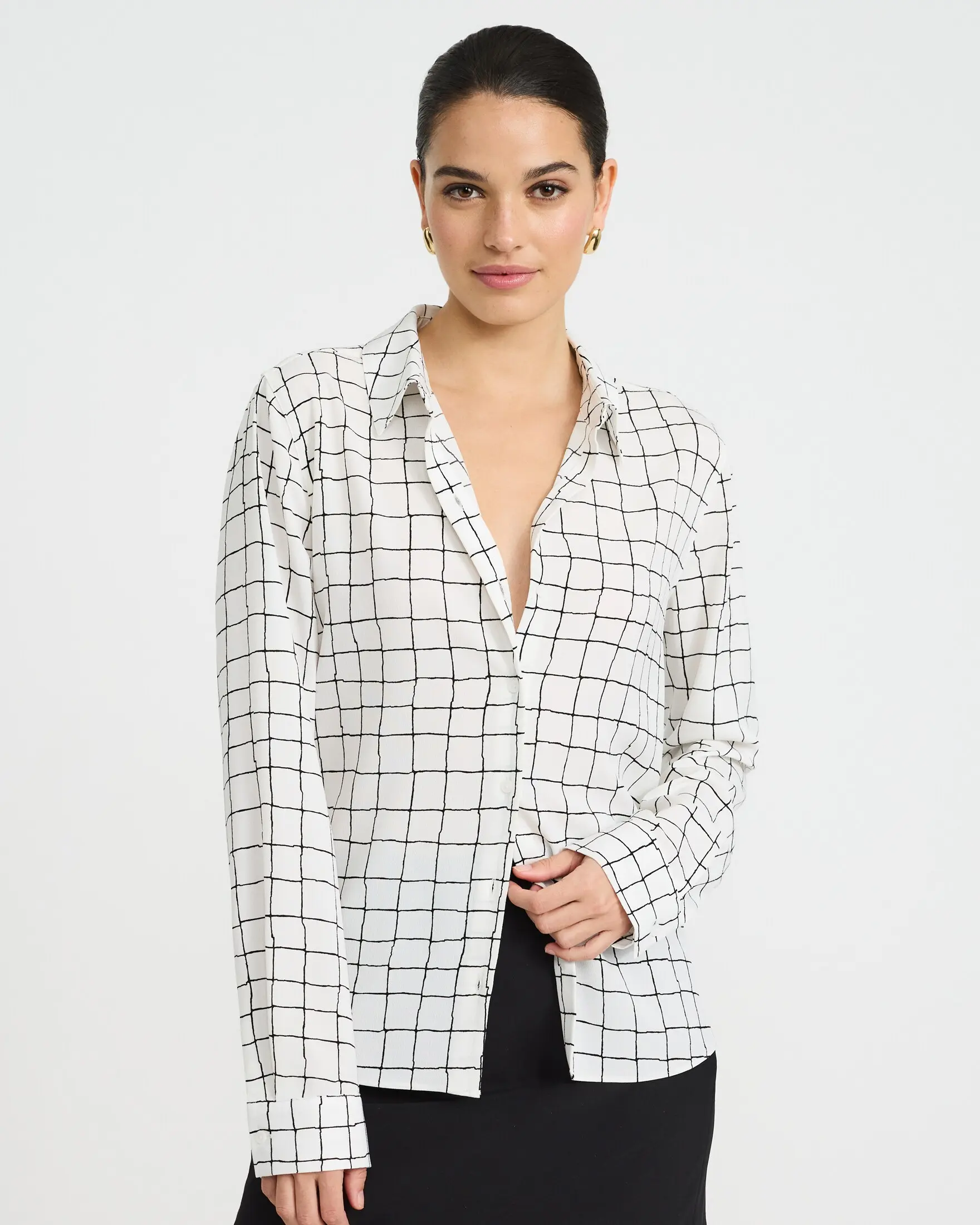 Express Plaid Rolled Sleeve Portofino Shirt
