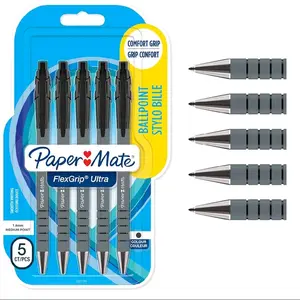 Paper Mate Flexgrip Ultra Retractable Ballpoint Pens | Medium Point (1.0mm) | Black | 5 Count