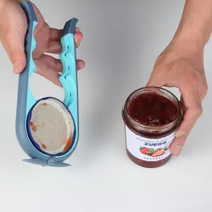 Jar Opener for Weak Hands & Seniors with Arthritis – Easy Bottle Opener for Stubborn Lids – Multi Can Opener Gripper for Low-Strength Hands (Blue and Grey)