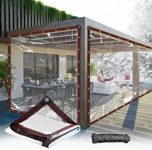 10x6.5FT Clear Tarp with Grommets - 14 Mil Thickened Heavy Duty, Tear-Resistant & Reinforced Edges, Transparent Tarpaulin for Porch Garden Patio Chicken Coop Plant Winterizing Camping