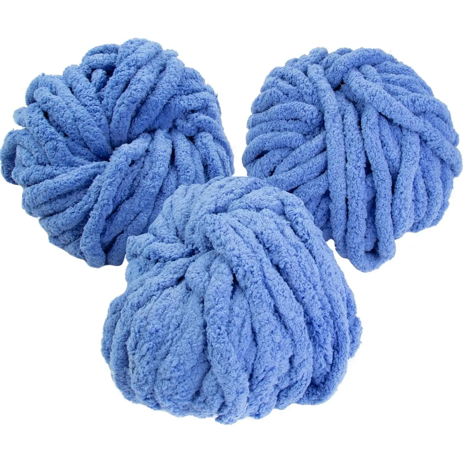 iDIY Chunky Yarn 3Pk Skeins (72 Yards) - Indigo Blue - Fluffy Chenille Yarn Perfect for Blankets, Arm Knitting, Crocheting and DIY Crafts and Projects
