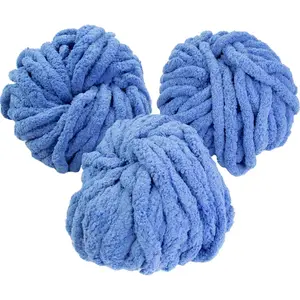 iDIY Chunky Yarn 3Pk Skeins (72 Yards) - Indigo Blue - Fluffy Chenille Yarn Perfect for Blankets, Arm Knitting, Crocheting and DIY Crafts and Projects