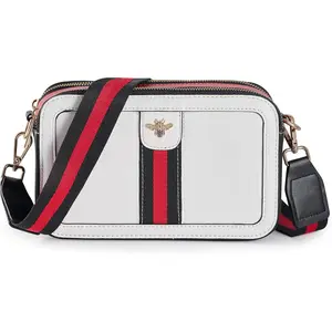 Trendy Designer Bee Crossbody Bag for Women - PU Leather Camera  Handbag with Wide Strap