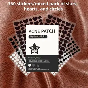 360 star and heart-shaped circular acne patches in multiple designs, waterproof, breathable, fragrance-free, alcohol-free, resistant to water and sweat, won't come off, suitable for both men and women and all skin types