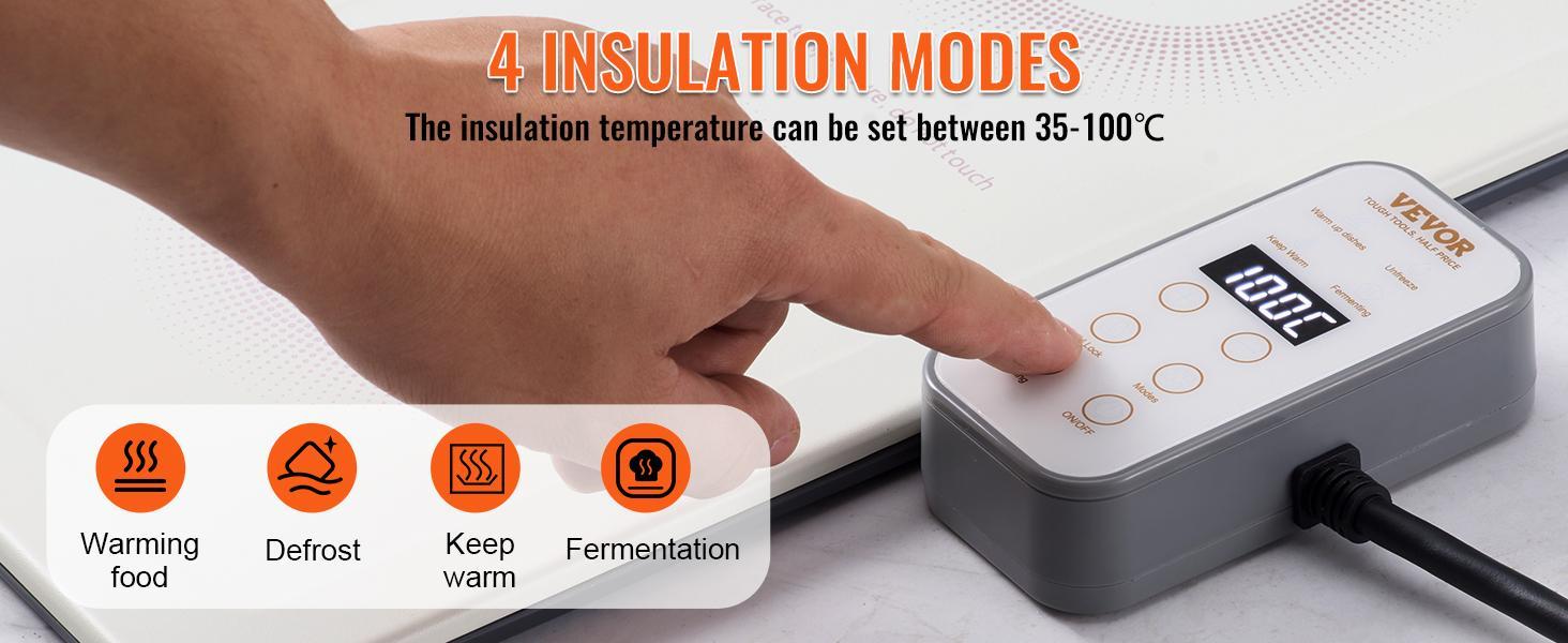 VEVOR Electric Warming Tray, TikTokShopBlackFriday, 16.5" x 23.6" Portable Tempered Glass Heating Tray with Temperature Control (65-90℃), Perfect for Dinner, Catering, House, Parties, Events, Entertaining and Holiday, Black