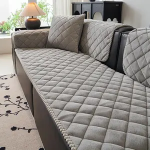 Solid Color Quilted Sofa Cover, 1 Count Non-slip Sofa Slipcover, Dustproof Sofa Protector for Home Living Room, Home Decor