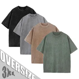 Men’s 4 Pack Oversized Gym T Shirts 100% Cotton Heavyweight Vintage Acid Wash Workout Baggy Tees