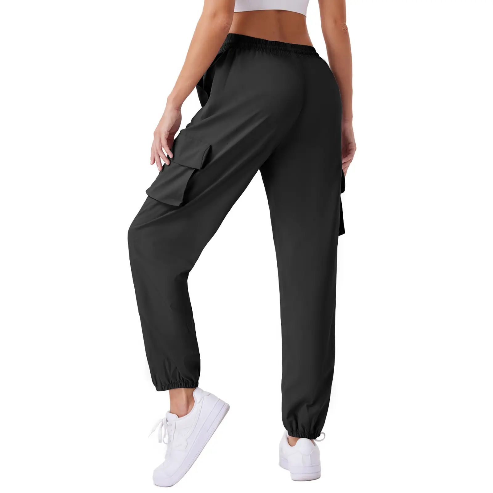 JEKAOYI 2026 Quick Dry Cargo Pants Lightweight Tactical Hiking Pants with 4 Pockets for Women, Elastic Waist and Water Resistant Athletic Trousers