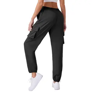 JEKAOYI 2026 Quick Dry Cargo Pants Lightweight Tactical Hiking Pants with 4 Pockets for Women, Elastic Waist and Water Resistant