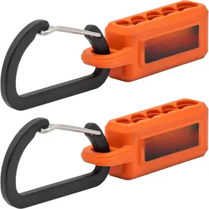 Bit Holder Storage Organizer 5-Hole Orange Bit Holder with Carabiner - 2 Pack