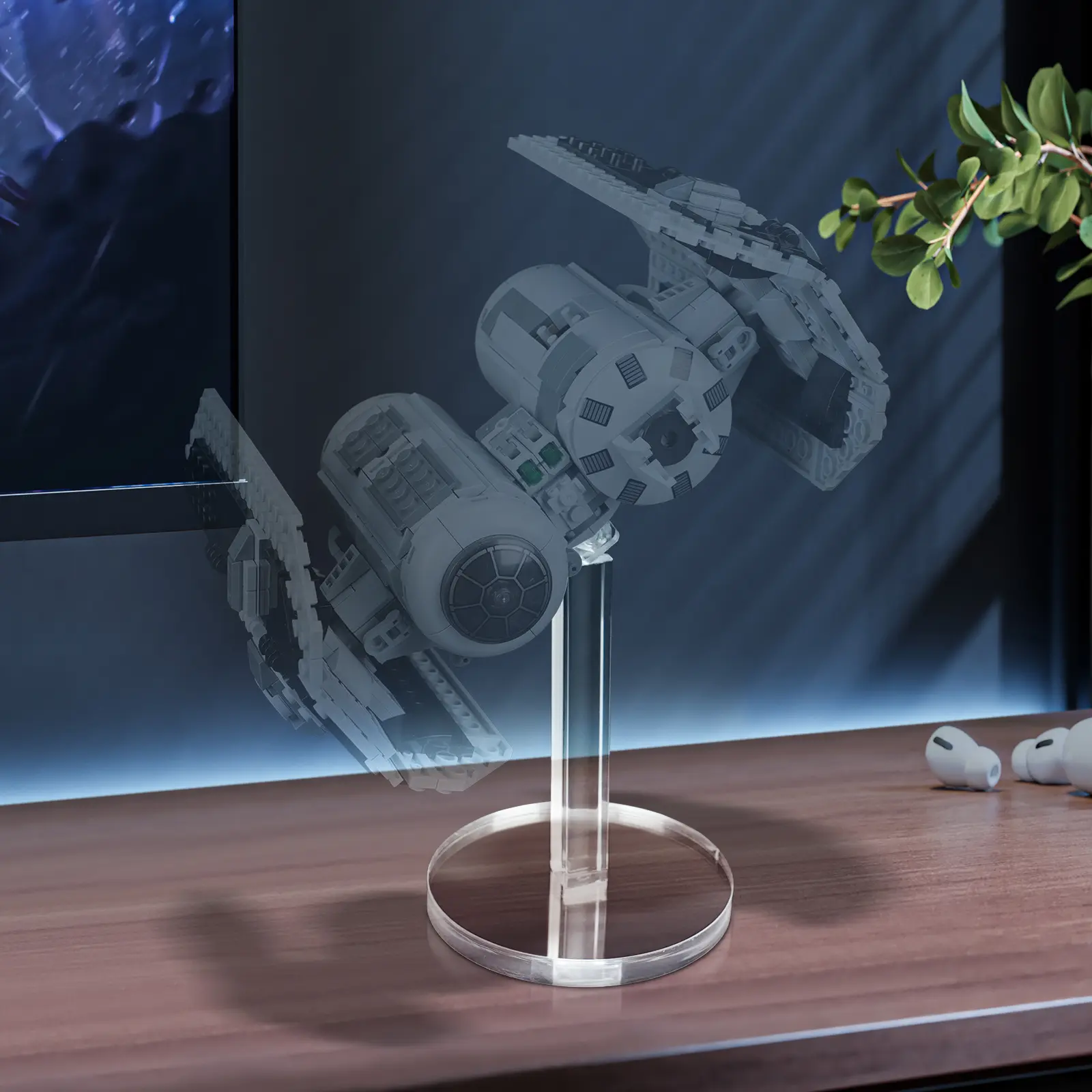 Acrylic Display Stand for Star-Wars Spaceships Rebel U-Wing TIE Bomber TIE Fighter & X-Wing Transparent Rotating Riser Stable Base 100% Acrylic Material Minimalist Design