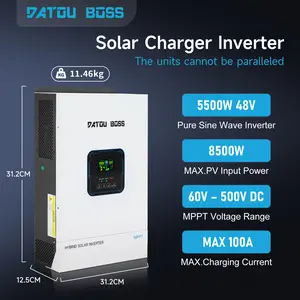 DATOUBOSS 5500W Hybrid Solar Inverter 48V DC to 120V Pure Sine Wave, Built-in MPPT Solar Charger, High PV Input, Off-Grid Inverter for Home Backup, RV, Solar System