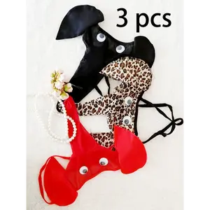[Sexy Elephant Cartoon Thong Underwear] 3pcs Fits All Men'S Seamless Thong Breathable And Comfortable Men'S Fun Elephant Thong Cartoon Sexy Thong Sexy Elephant Underwear