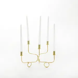Polished Brass Taper Candle Holders (Set of 6) - Elegant Centerpiece
