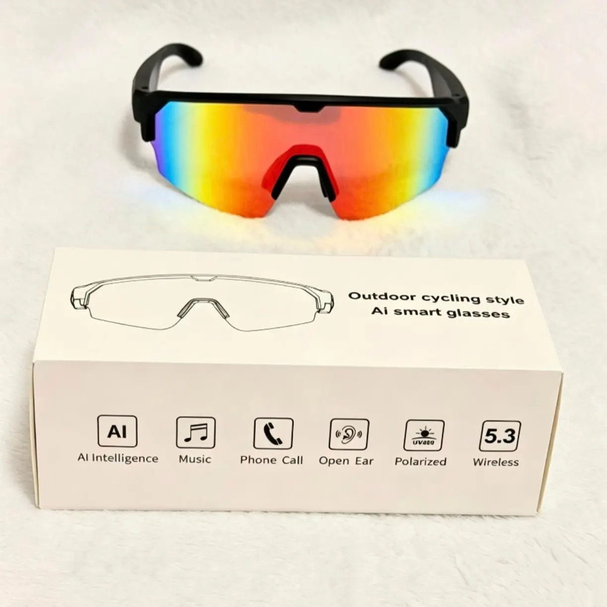 Bluetooth Smart Sunglasses, Hands-Free Calling & Music Playback, Voice Assistant Compatible, Unisex Sporty Polarized UV400 Audio Glasses for Sports: Cycling, Motorcycling, Running, Driving, Fishing, Golf, Hiking, Outdoor Fitness & Daily Commuting