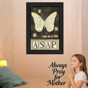 Annie LaPoint Always Say a Prayer wall art,Mother's Day framed poster,pray for mom forever printed wall art,black framed ready to hang artwork,Mother's Day home decor,gift for mom Mother's Day,spiritual framed art for home decoration