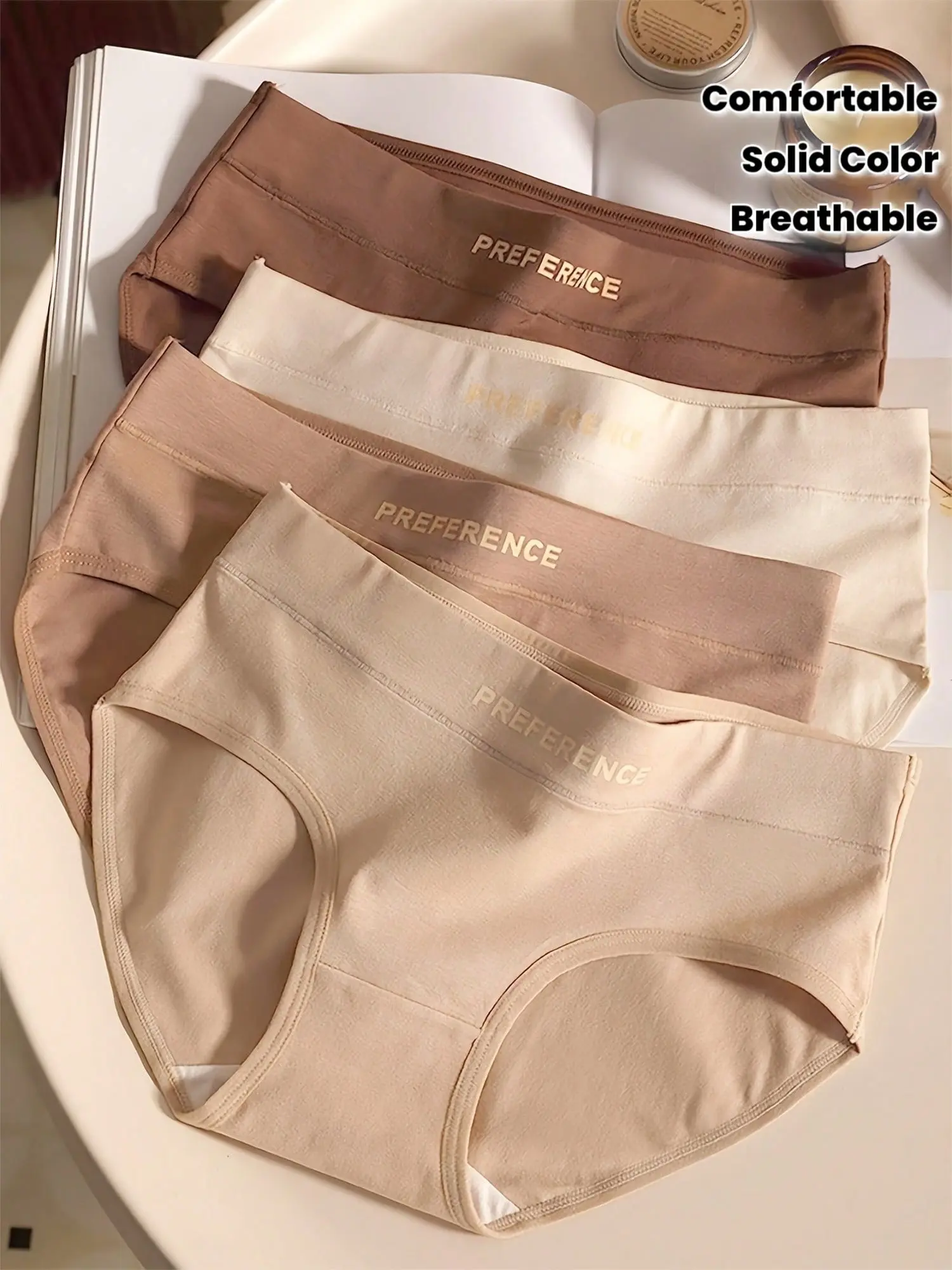 Women's Pure Cotton Underwear Briefs - Soft Stretch Panties, Simple Look Solid Colors, Breathable Fit Daily Wear