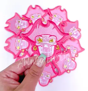 Preppy pink pirates mascot hat patch